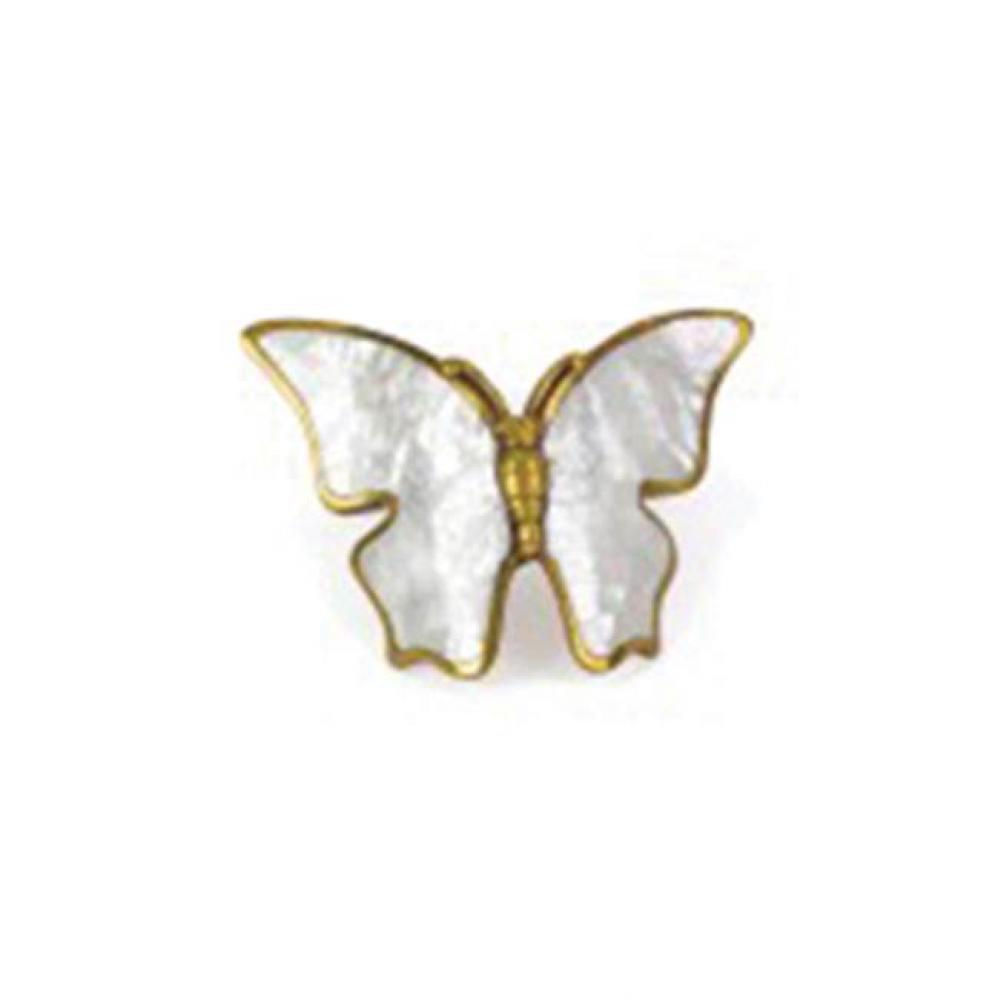 Pull, White Mother of Pearl Butterfly, 1-1/2&apos;&apos; cc