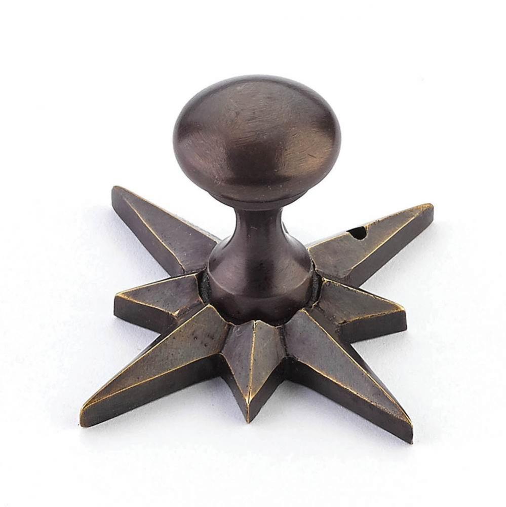 Knob with Star backplate, Dark Antique Bronze, 11/16&apos;&apos; dia