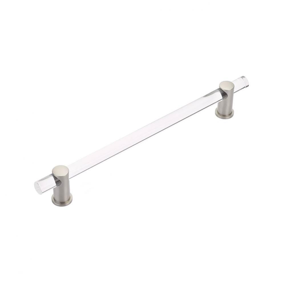 Appliance Pull clear acrylic, Satin Nickel. 12&apos;&apos; cc