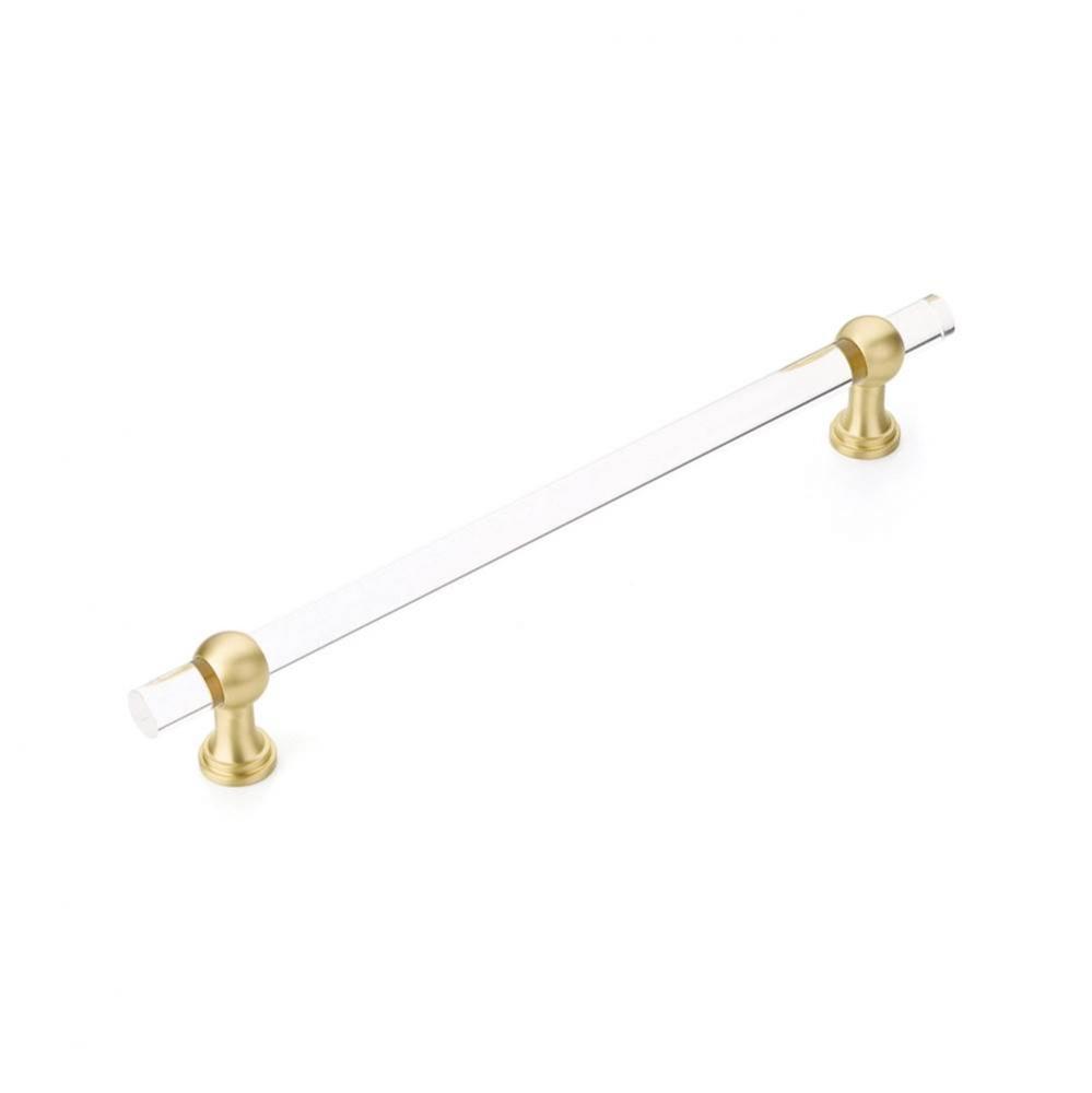 Appliance Pull, NON-Adjustable Clear Acrylic, Satin Brass, 12&apos;&apos; cc