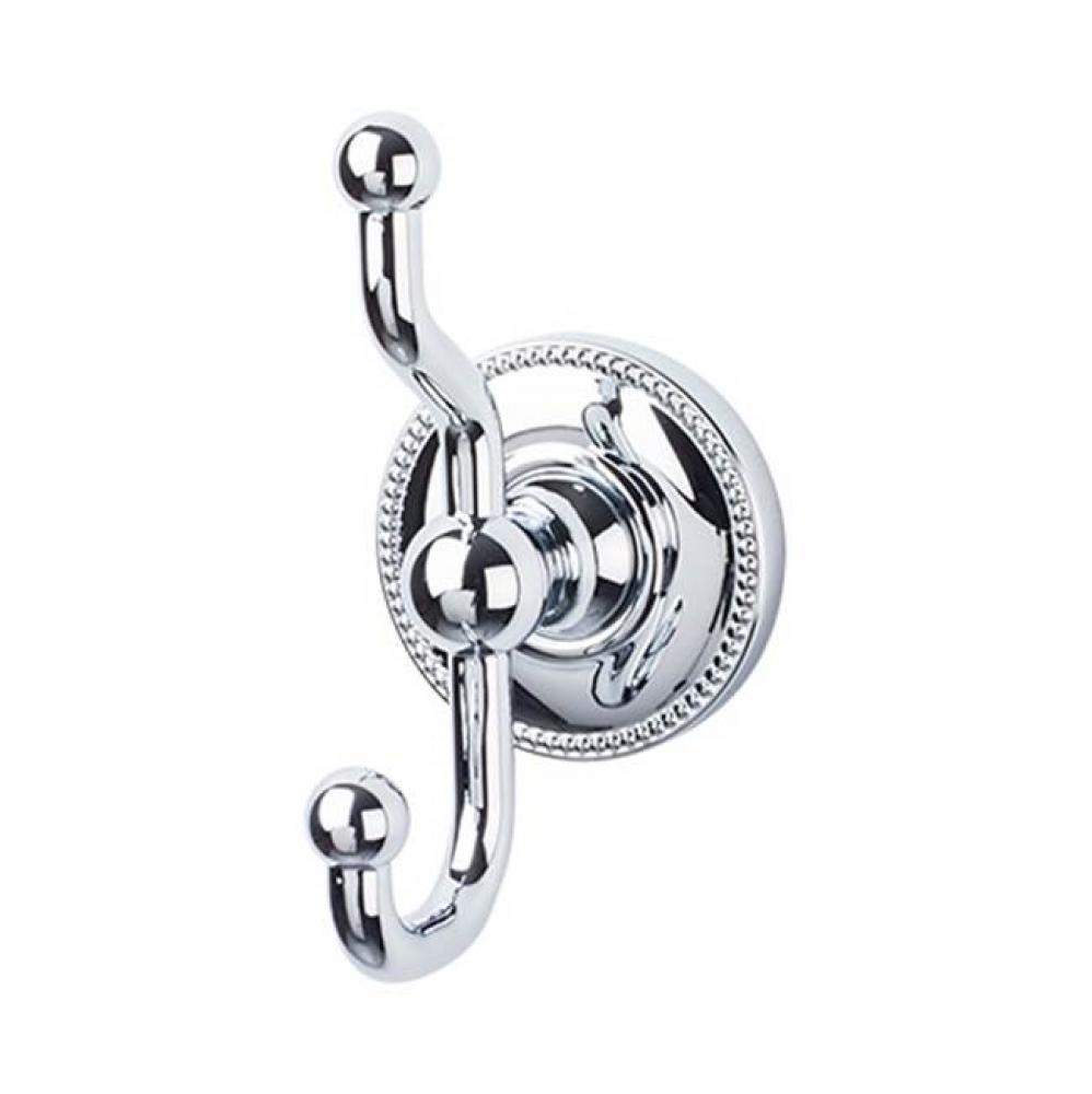 Edwardian Bath Double Hook Beaded Backplate Polished Chrome