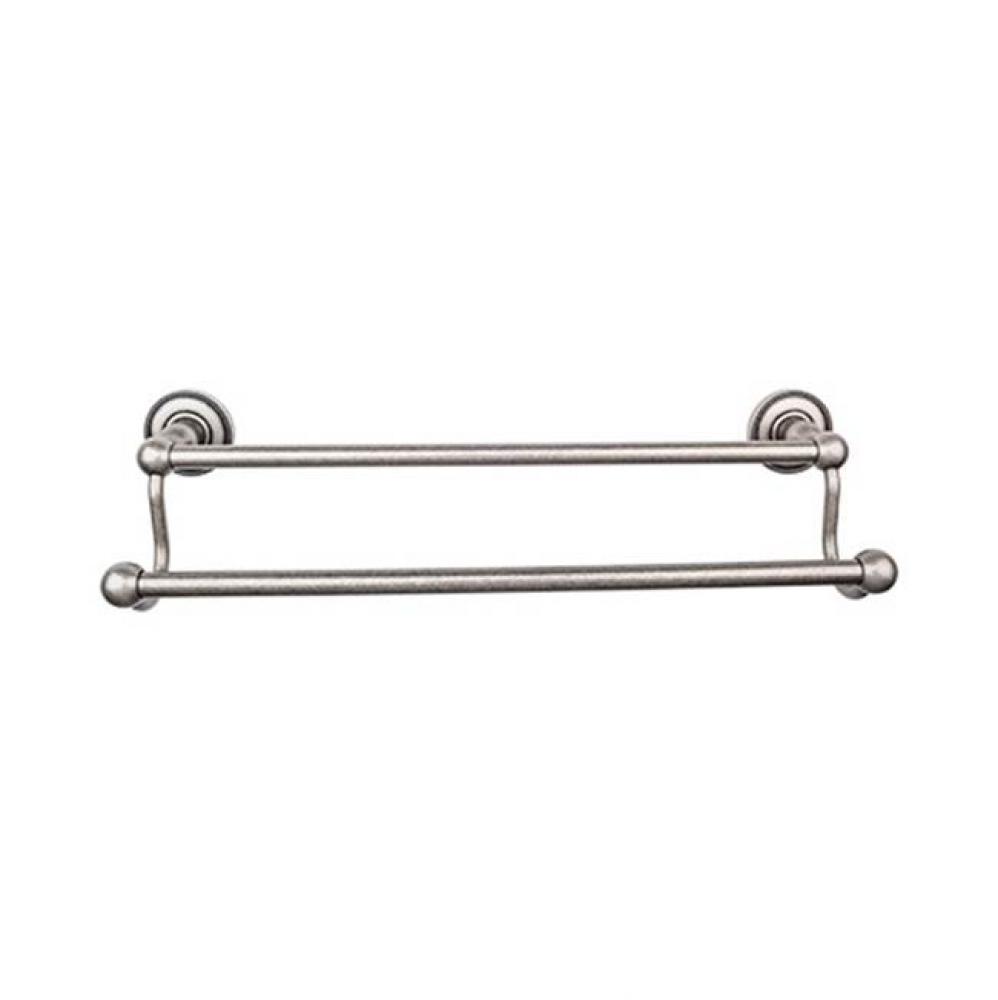Edwardian Bath Towel Bar 18 In. Double - Beaded Bplate Antique Pewter