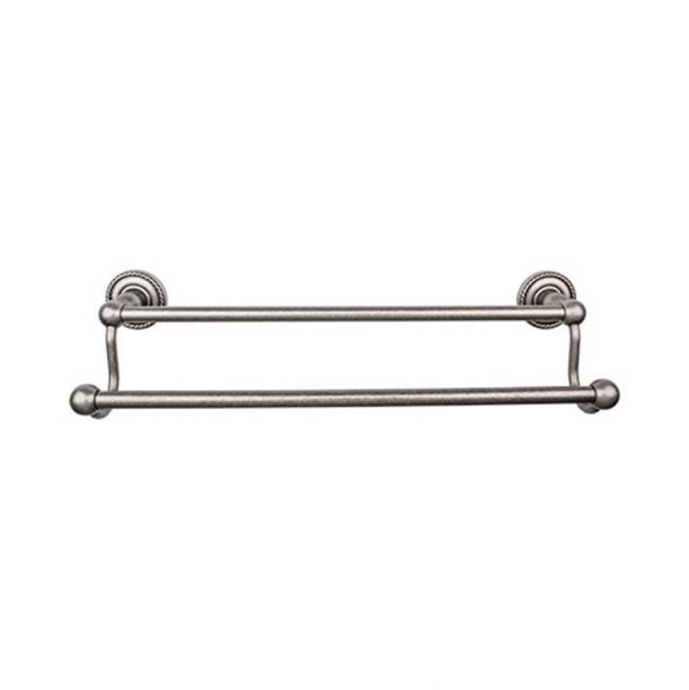 Edwardian Bath Towel Bar 18 In. Double - Rope Backplate Antique Pewter