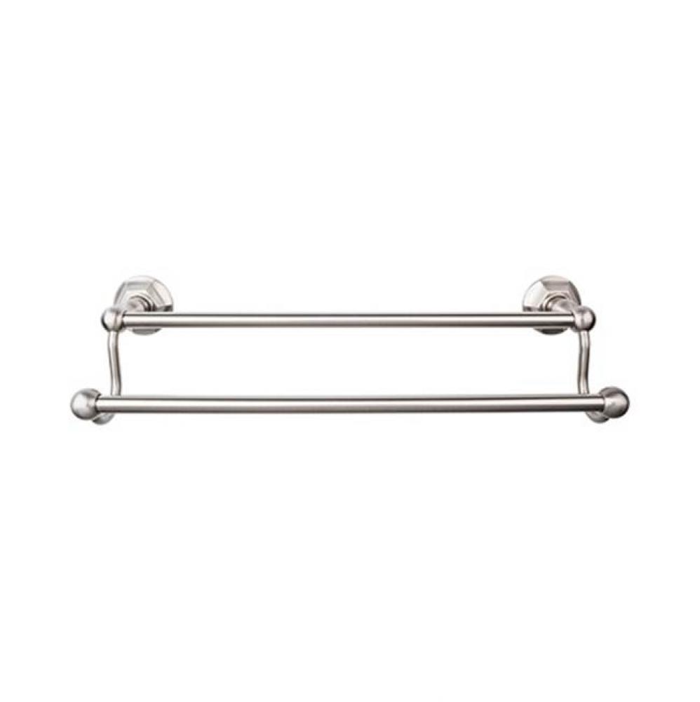 Edwardian Bath Towel Bar 18 Inch Double - Hex Backplate Brushed Satin Nickel