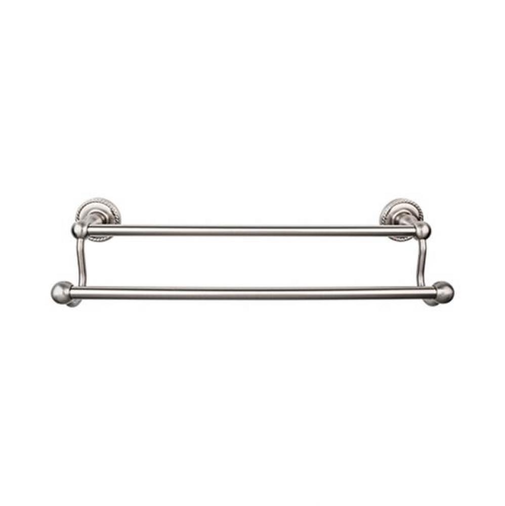 Edwardian Bath Towel Bar 18 In. Double - Rope Backplate Brushed Satin Nickel