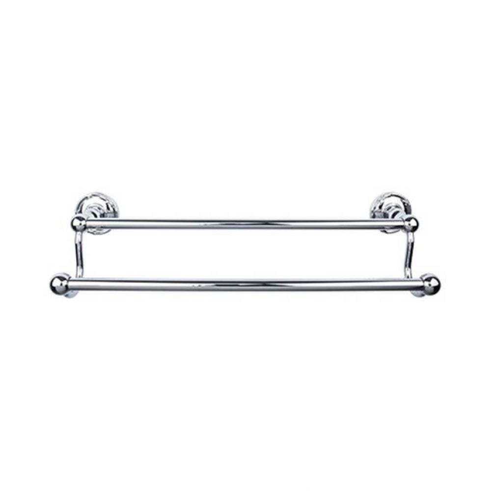 Edwardian Bath Towel Bar 18 Inch Double - Ribbon Bplate Polished Chrome