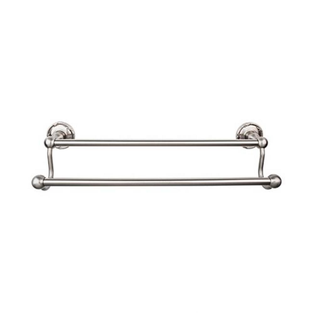 Edwardian Bath Towel Bar 24 Inch Double - Ribbon Bplate Brushed Satin Nickel