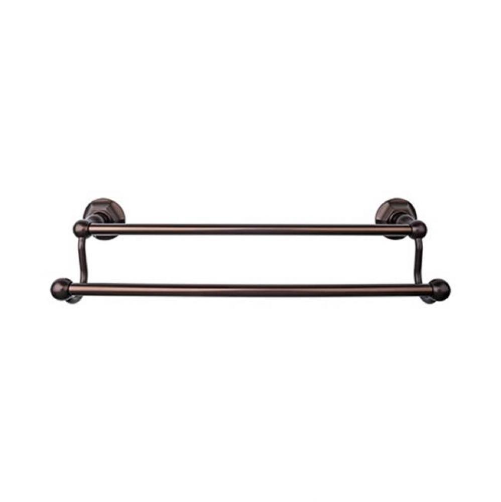 Edwardian Bath Towel Bar 24 Inch Double - Hex Backplate Oil Rubbed Bronze