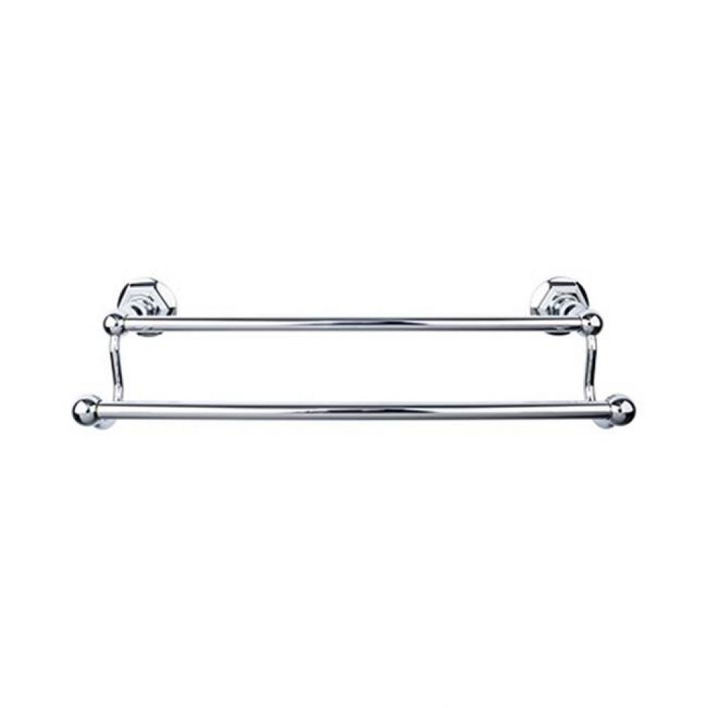 Edwardian Bath Towel Bar 24 Inch Double - Hex Backplate Polished Chrome