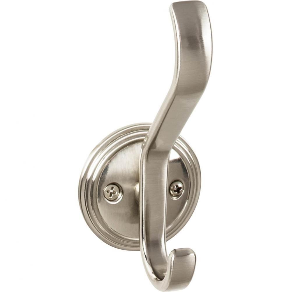 Reeded Hook 4 11/16 Inch Brushed Satin Nickel