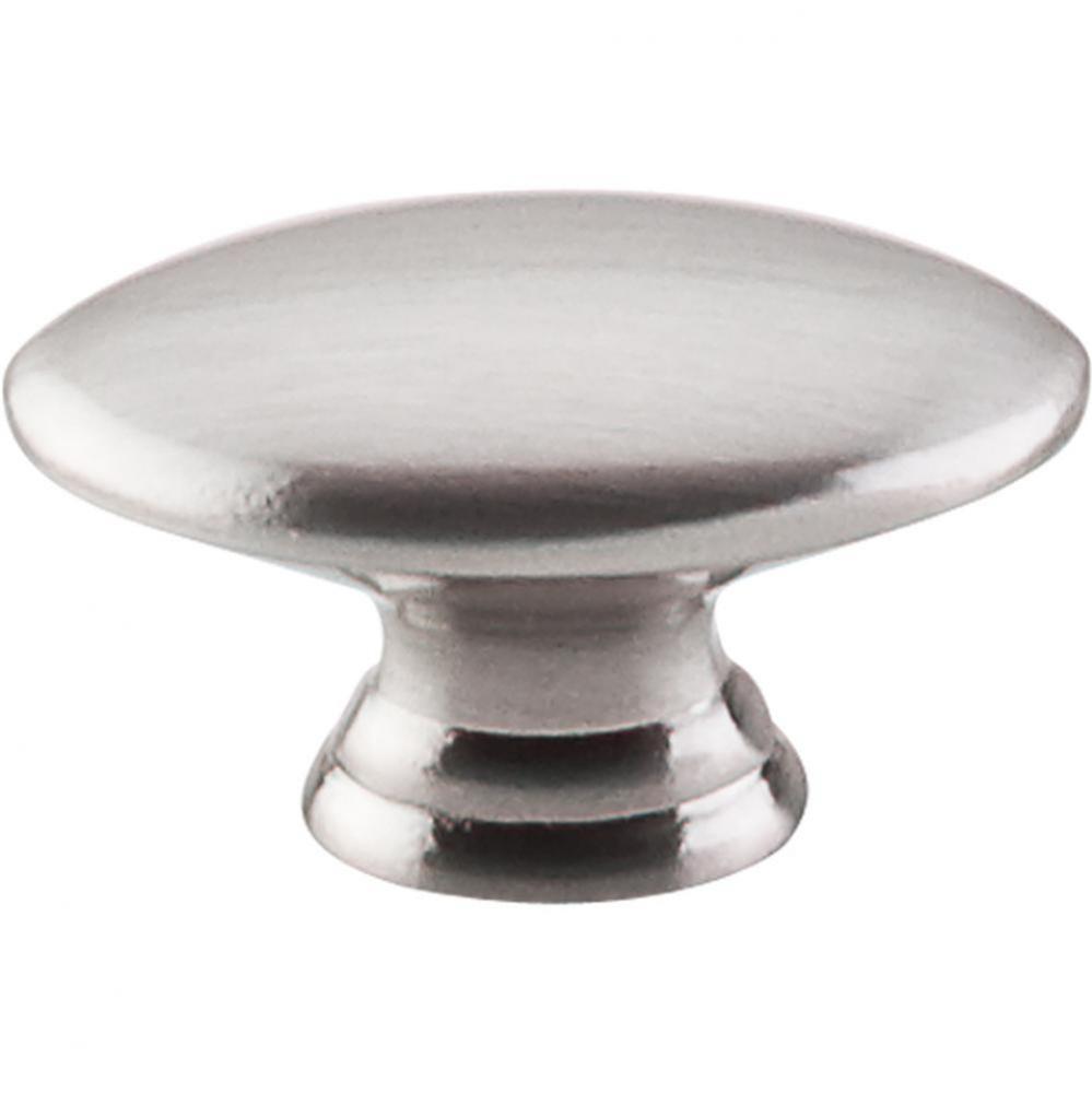 Flat Oval Knob 1 1/2 Inch Brushed Satin Nickel