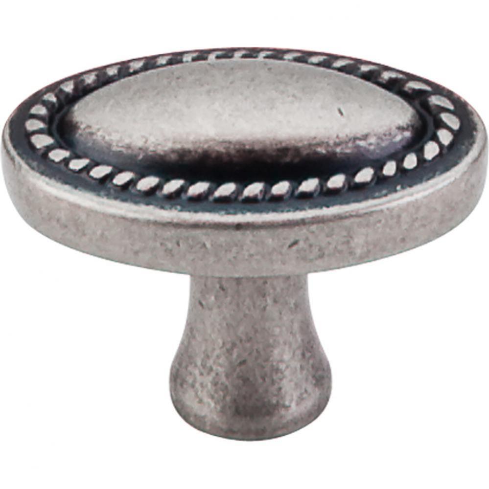 Oval Rope Knob 1 1/4 Inch Pewter Antique