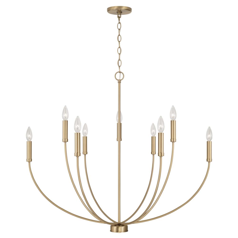 8-Light Chandelier in Aged Brass