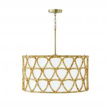 Capital 347241MA - 24.5"W x 24"H 4-Light Pendant in Matte Brass with White Fabric Shade and Hand-Wrapped Natura