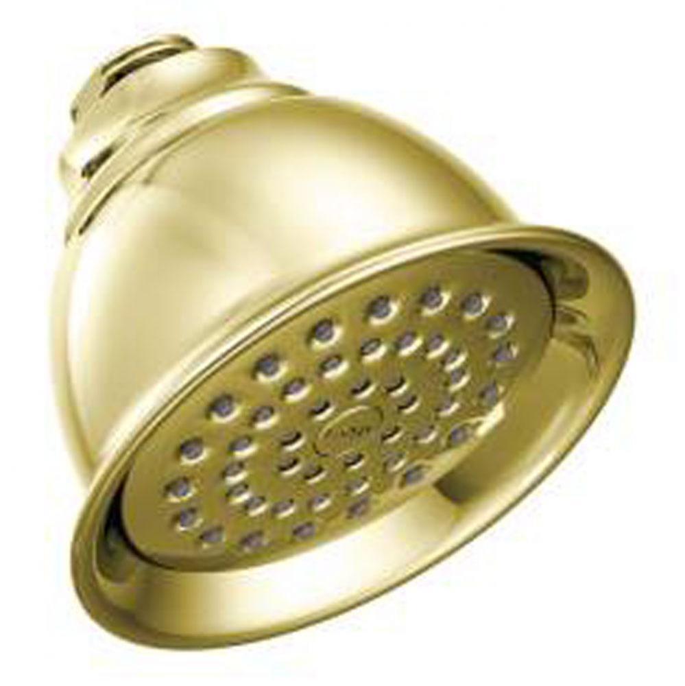 Polished brass one-function 4-3/8&apos;&apos; diameter spray head eco-performance showerhead