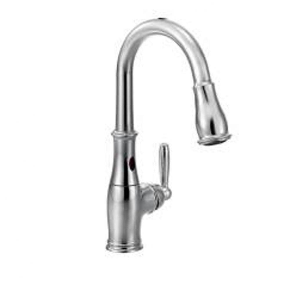 Chrome one-handle pulldown kitchen faucet