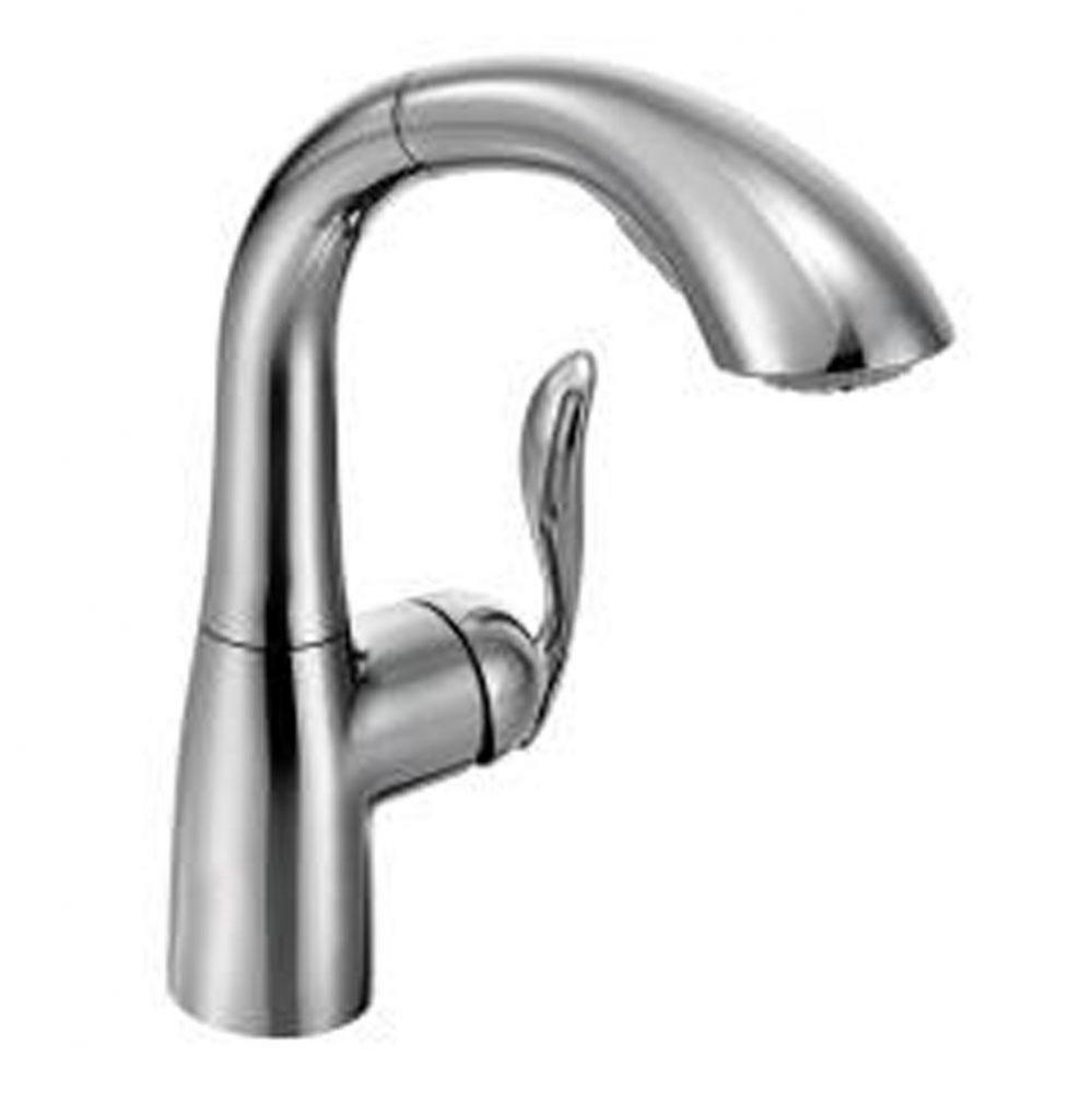 Chrome one-handle pullout kitchen faucet