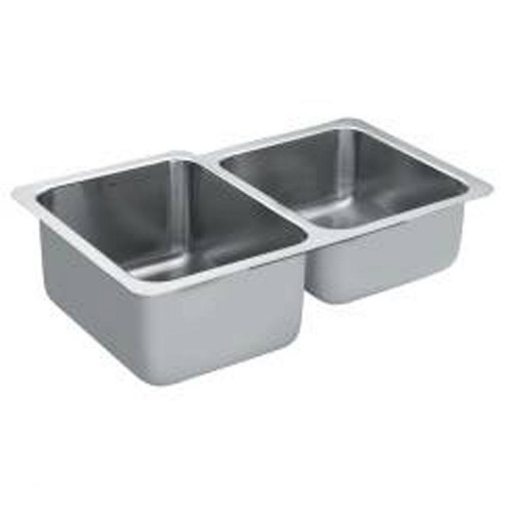 32x20-5/8 stainless steel 18 gauge double bowl sink