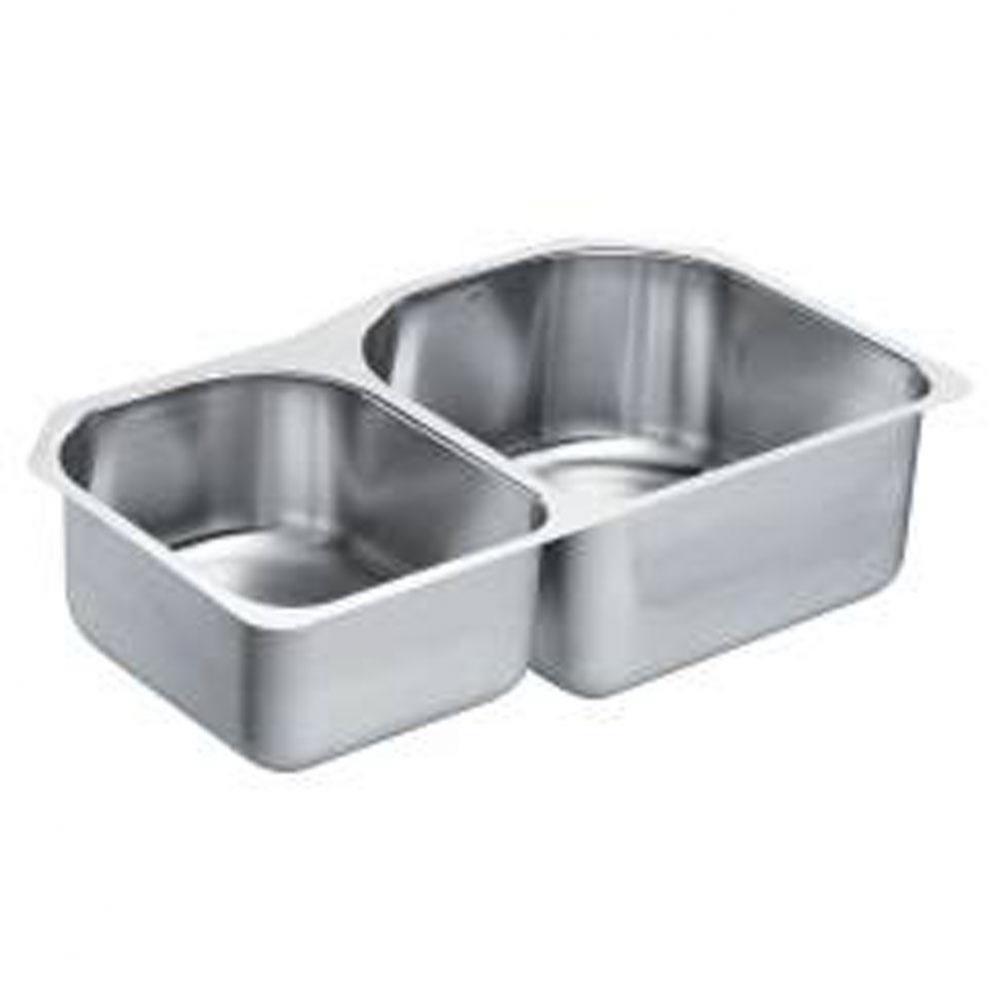 34-1/4 x 20 stainless steel 18 gauge double bowl sink