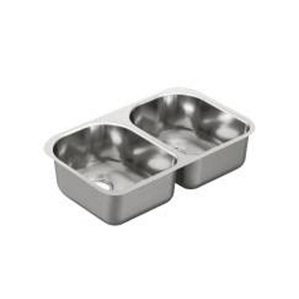 29-1/4&apos;&apos;x18-1/2&apos;&apos; stainless steel 20 gauge double bowl sink