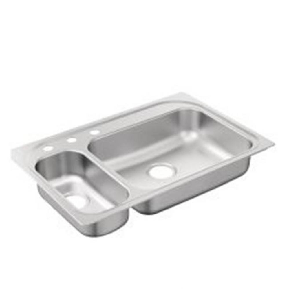 33&apos;&apos;x22&apos;&apos; stainless steel 20 gauge double bowl drop in sink