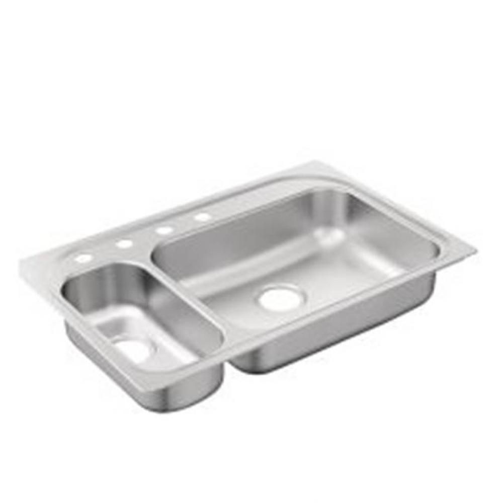 33&apos;&apos;x22&apos;&apos; stainless steel 20 gauge double bowl drop in sink