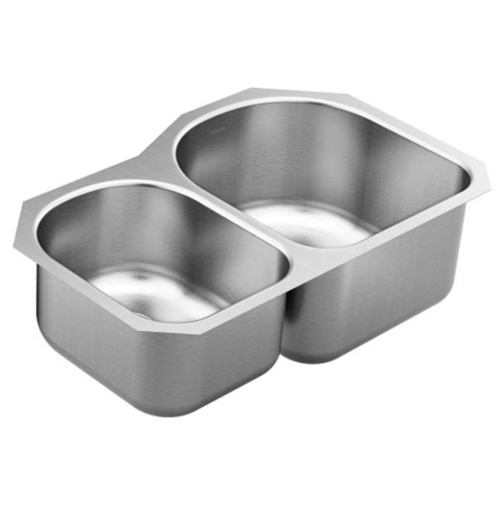 31.25 x 18.25 stainless steel 18 gauge double bowl sink