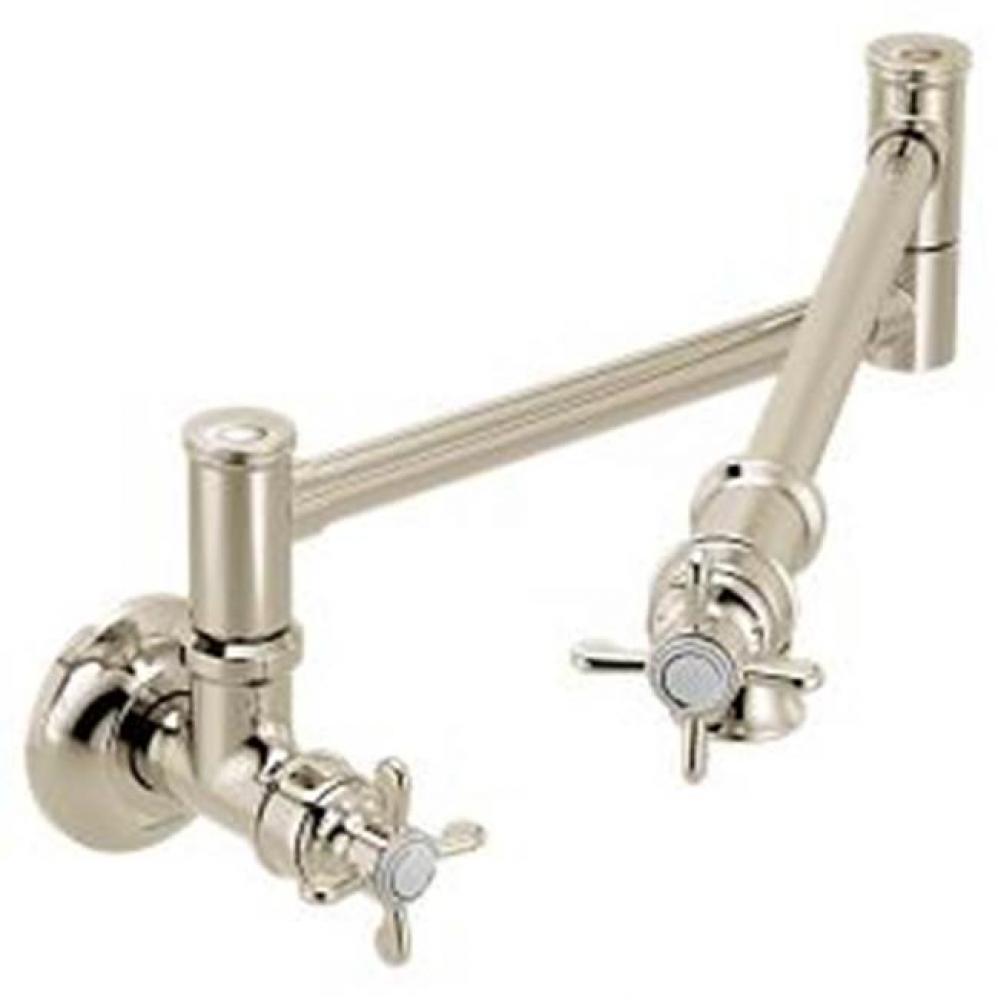 Polished nickel two-handle kitchen faucet