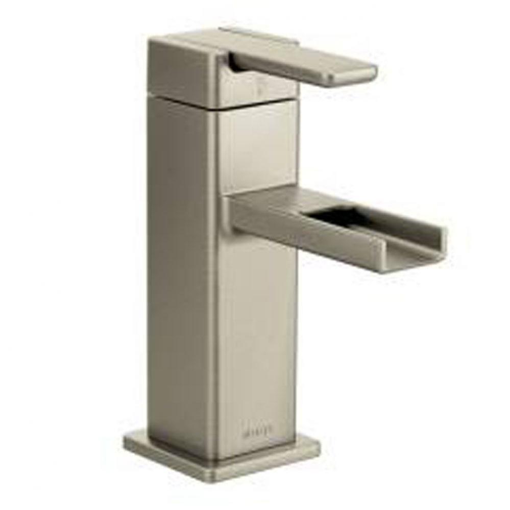 Brushed nickel one-handle bathroom faucet