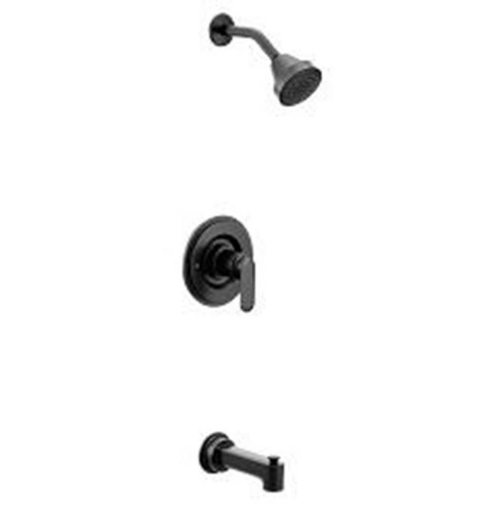 Matte black Posi-Temp(R) tub/shower