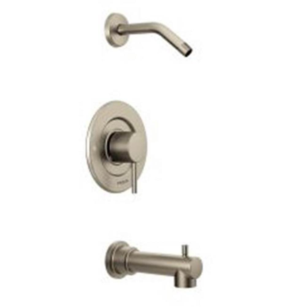 Brushed nickel Moentrol tub/shower