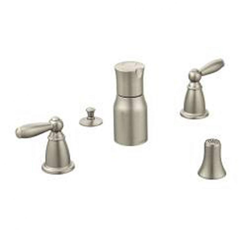 Brushed nickel two-handle bidet faucet