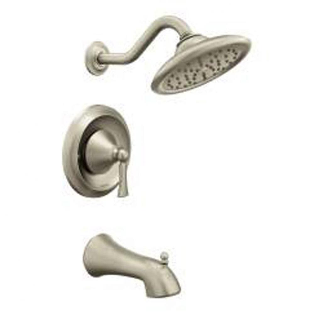 Brushed nickel Moentrol tub/shower