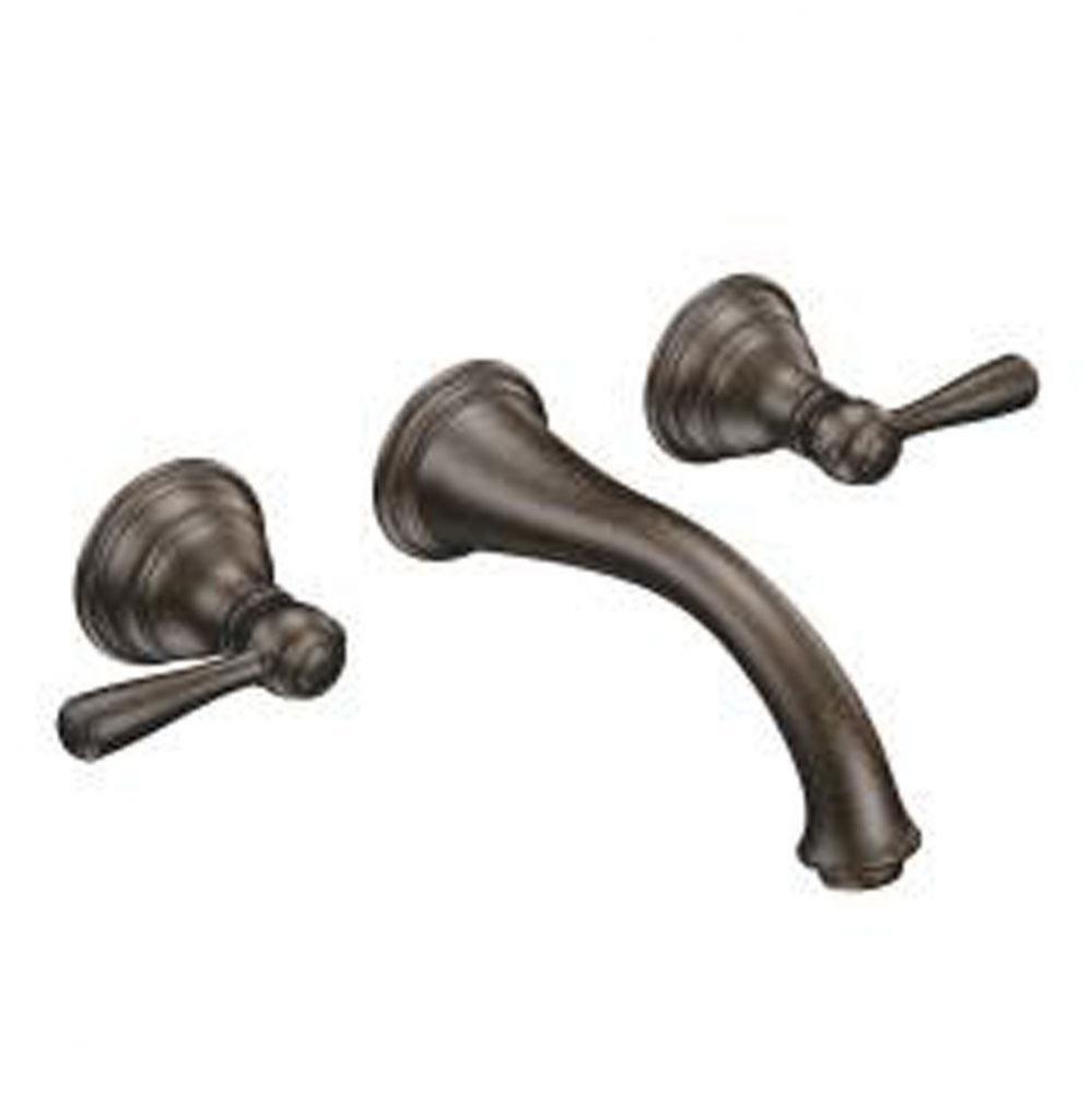 Oil rubbed bronze two-handle wall mount bathroom faucet