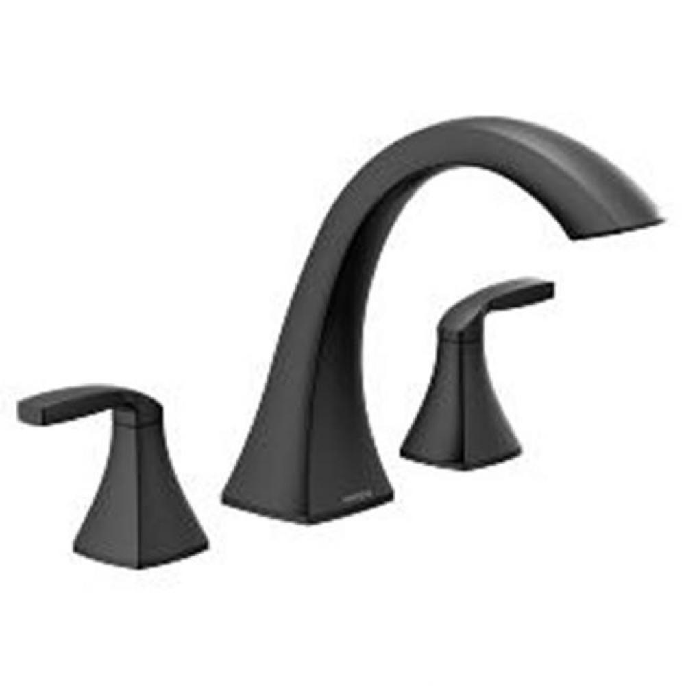 Matte black two-handle roman tub faucet