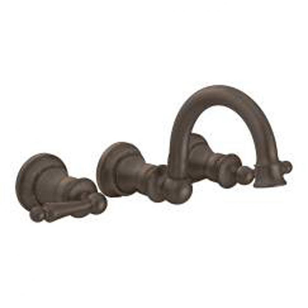 Oil rubbed bronze two-handle wall mount bathroom faucet