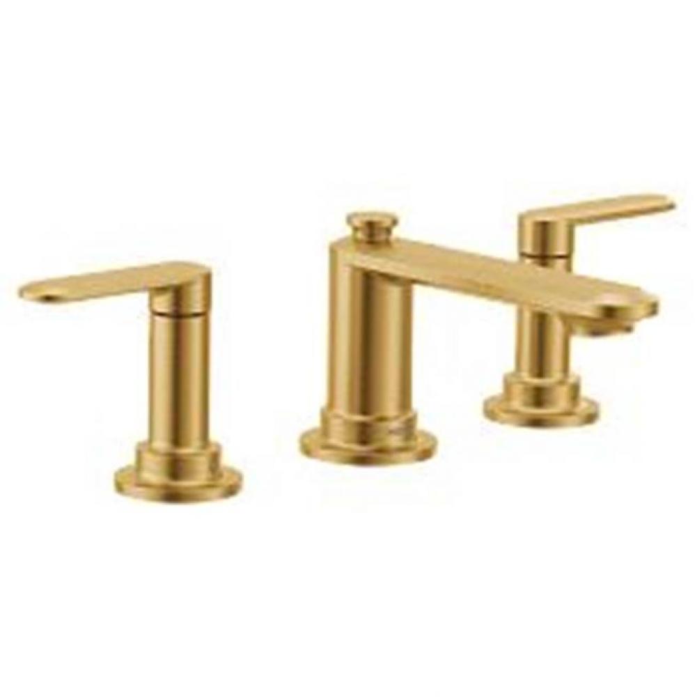 Brushed gold two-handle bathroom faucet