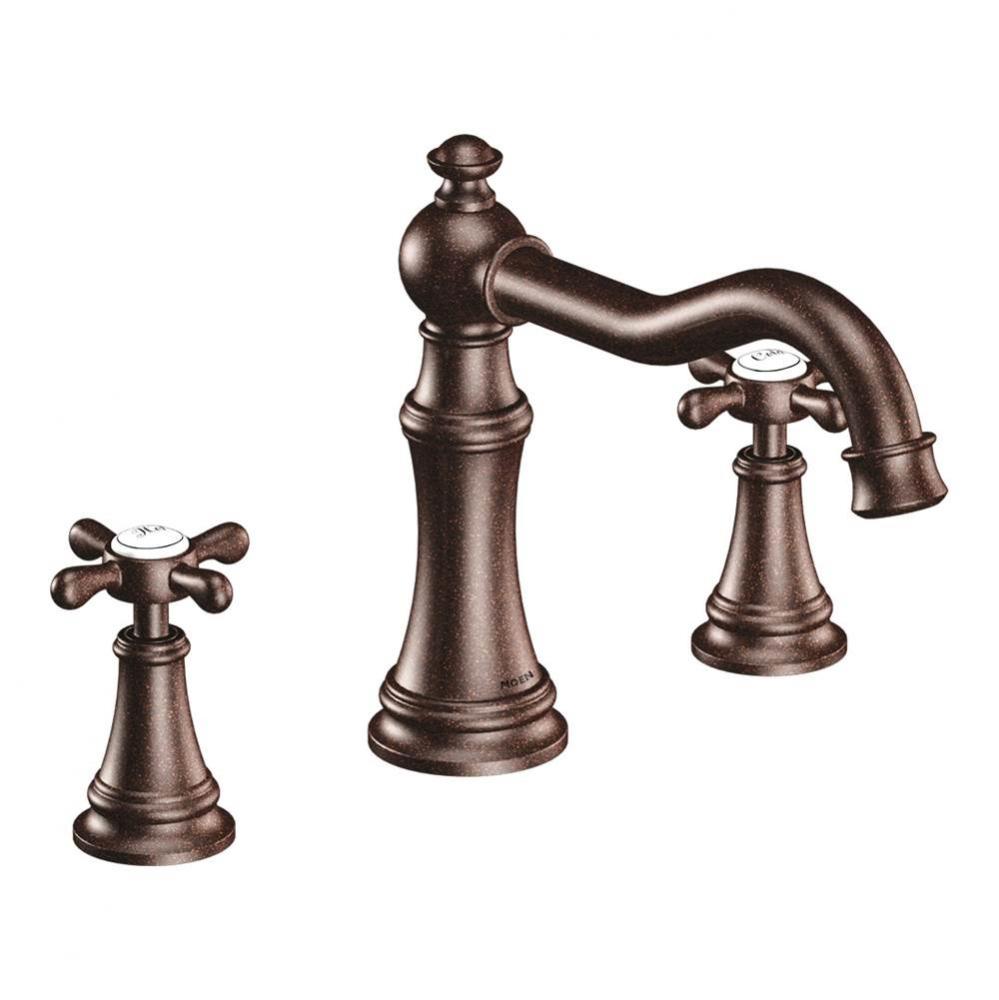 Weymouth 2-Handle High-Arc Deck Mount Roman Tub Faucet Trim Kit in Oil Rubbed Bronze (Valve Sold S