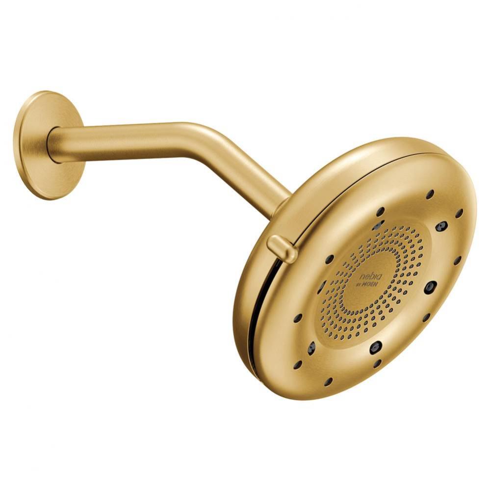 Nebia Brushed Gold Four-Function 6-1/2&apos;&apos; Diameter Spray Head Rainshower