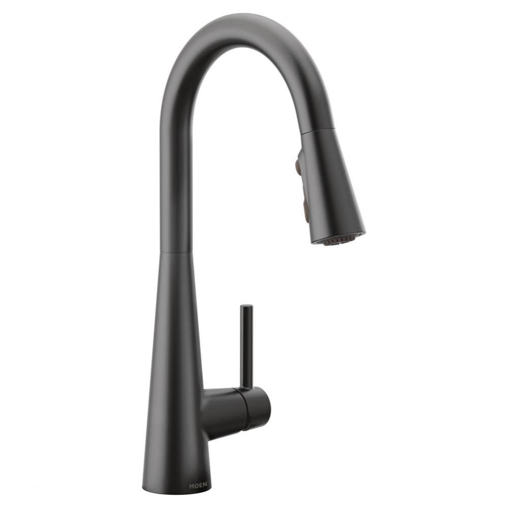Sleek One-Handle High Arc Pulldown Kitchen Faucet Featuring Power Boost, Matte Black