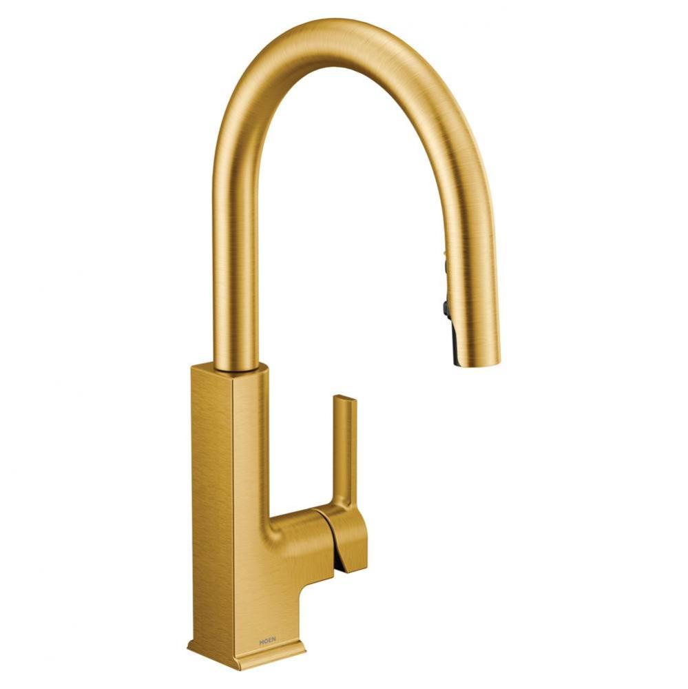 STO One-Handle High Arc Pulldown Modern Kitchen Faucet with Power Clean, Brushed Gold