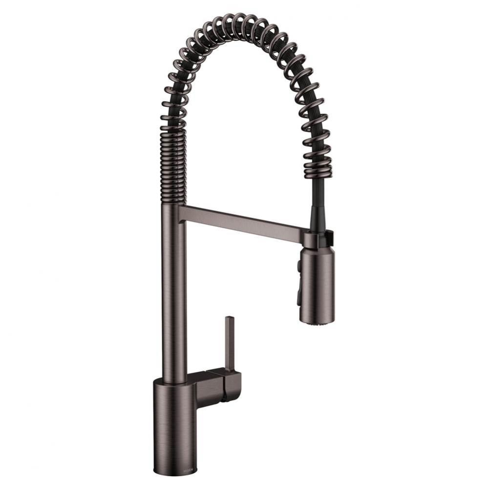 Align One Handle Pre-Rinse Spring Pulldown Kitchen Faucet with Power Boost, Black Stainless