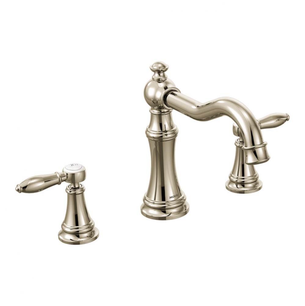 Weymouth 2-Handle Diverter Deck-Mount High-Arc Roman Tub Faucet in Nickel (Valve Sold Separately)