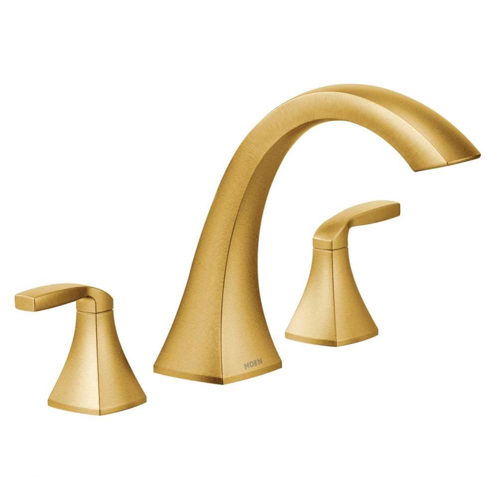 Voss 2-Handle Deck-Mount High-Arc Roman Tub Faucet Trim Kit in Brushed Gold (Valve Sold Separately