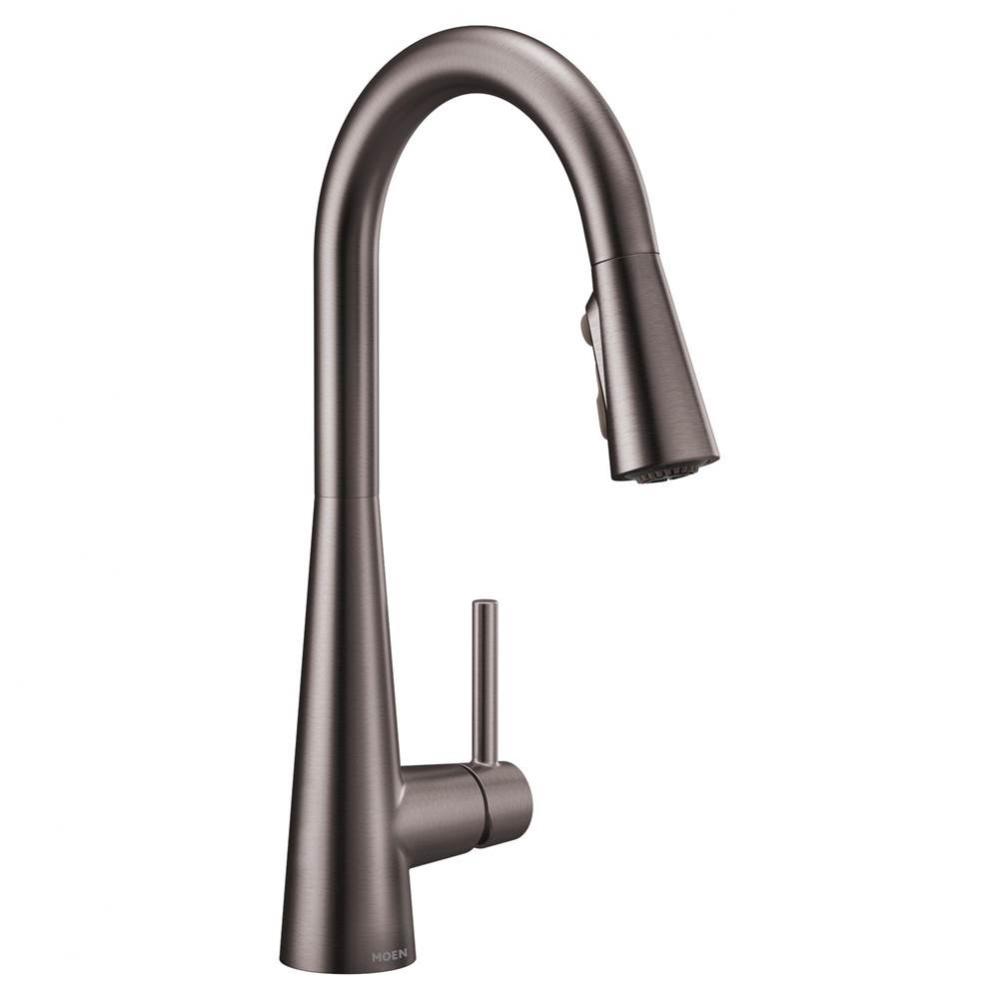 Sleek Single-Handle Pull-Down Sprayer Kitchen Faucet with Reflex and Power Clean in Black Stainles