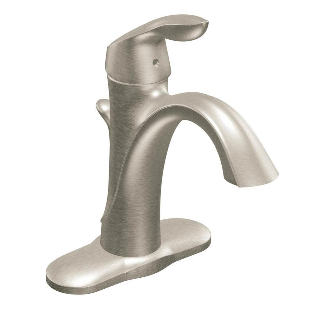 Eva One-Handle Single Hole Bathroom Sink Faucet with Optional Deckplate and Drain Assembly, Brushe