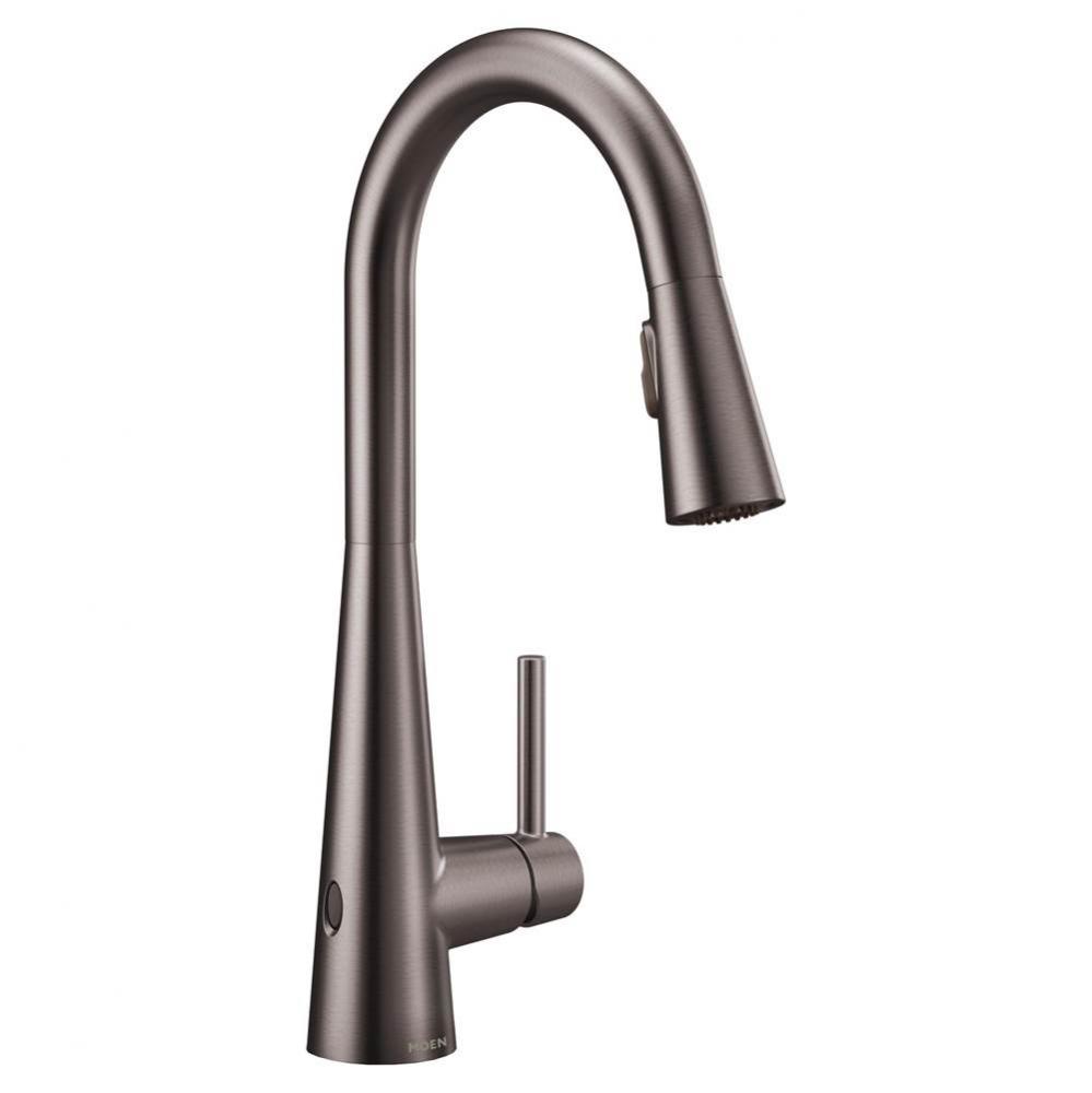 Sleek Touchless Single-Handle Pull-Down Sprayer Kitchen Faucet with MotionSense Wave in Black Stai