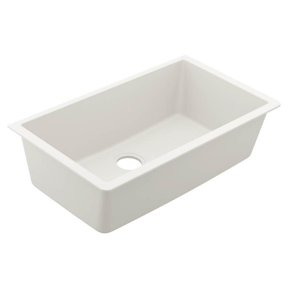 33-Inch Wide x 9.5-Inch Deep Undermount Granite Single Bowl Kitchen Sink, White