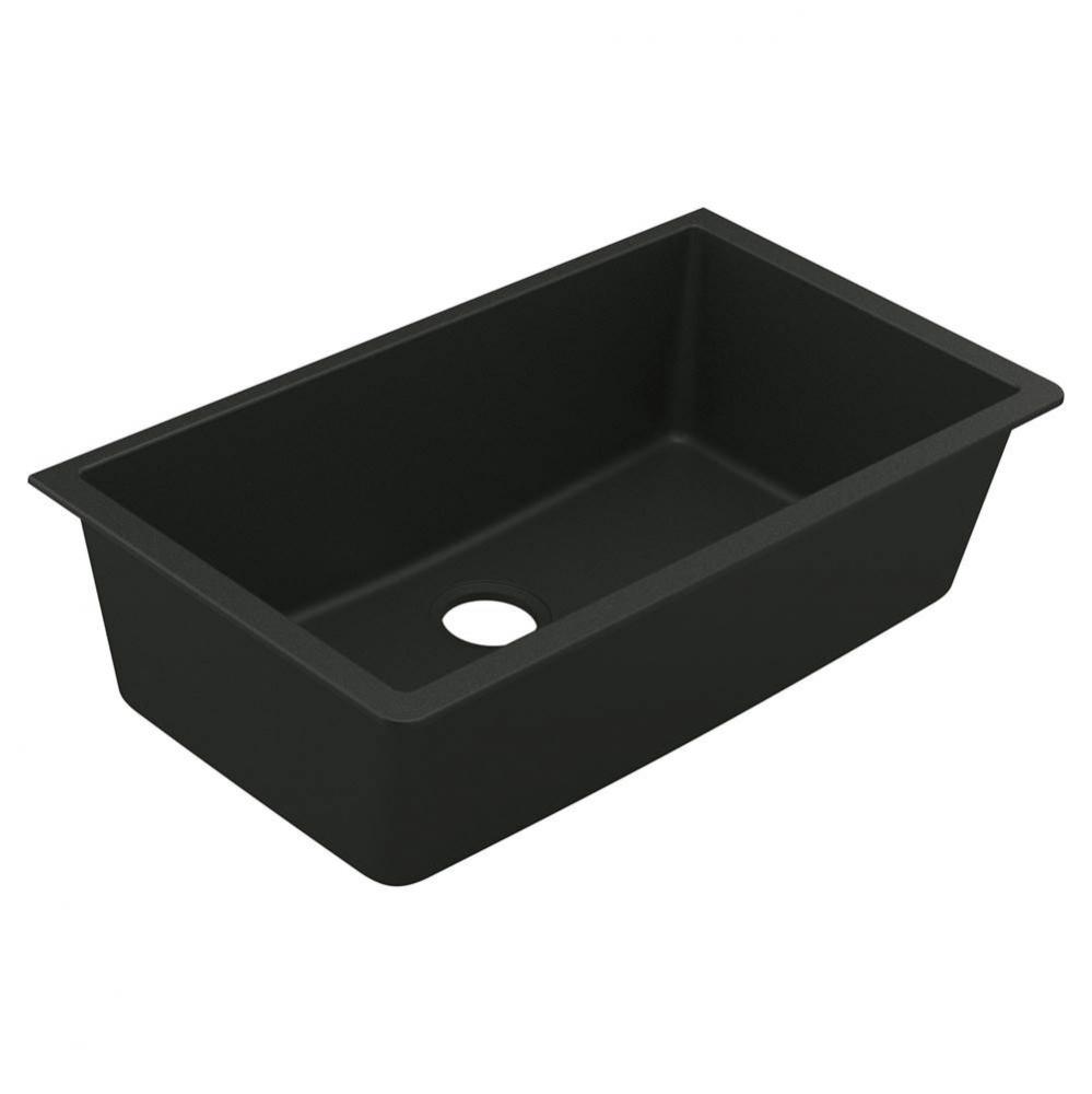 33-Inch Wide x 9.5-Inch Deep Undermount Granite Single Bowl Kitchen Sink, Black