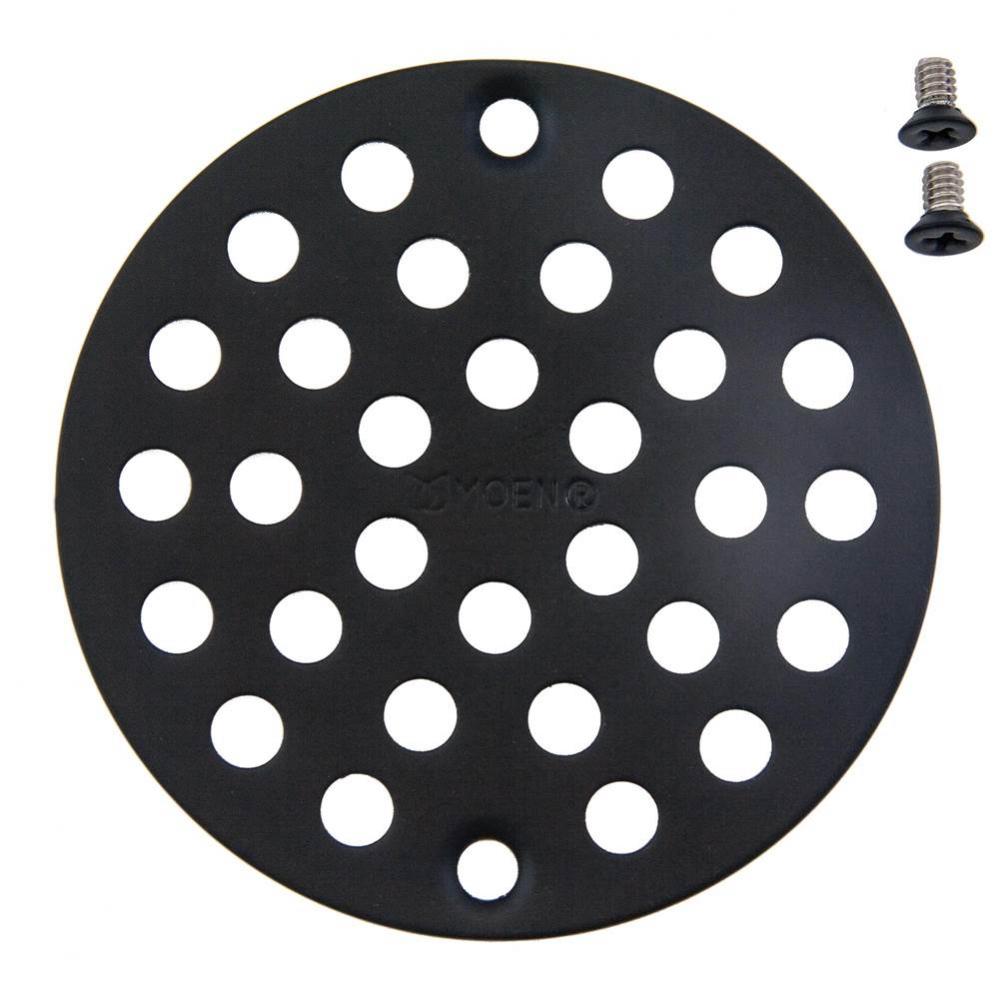 4-Inch Screw-In Shower Strainer Drain Cover, Wrought Iron